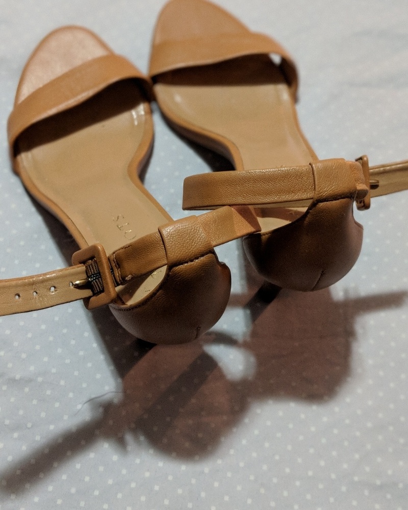 Brown ankle strap heels